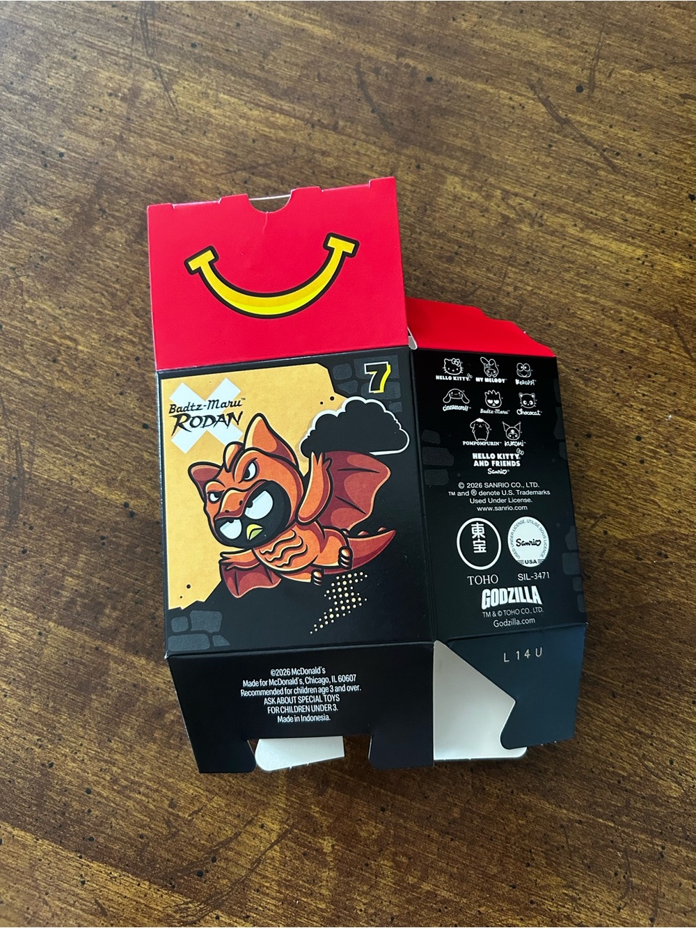 Mc Donald’s 2026 Hello Kitty x Godzilla Happy Meal Toy #7 EMPTY FLAT BOX ONLY